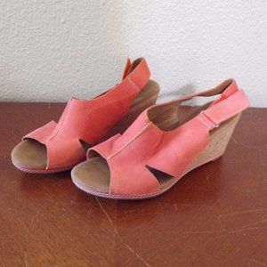 Clarks Orange Wedge Sandals Size 10